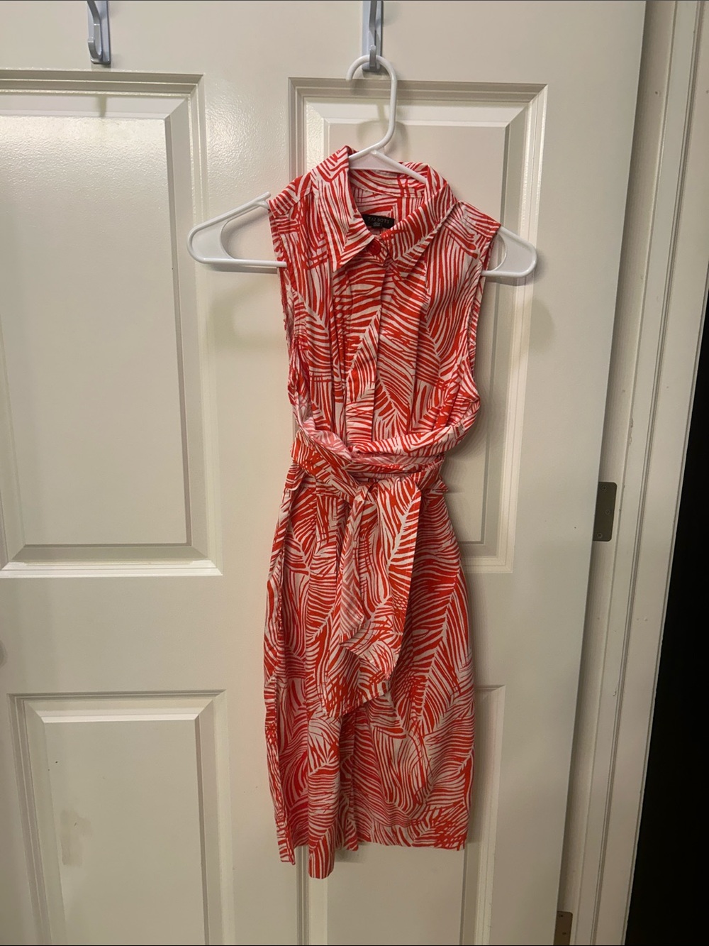 Talbots Orange and White Zebra Printed Collared Dress